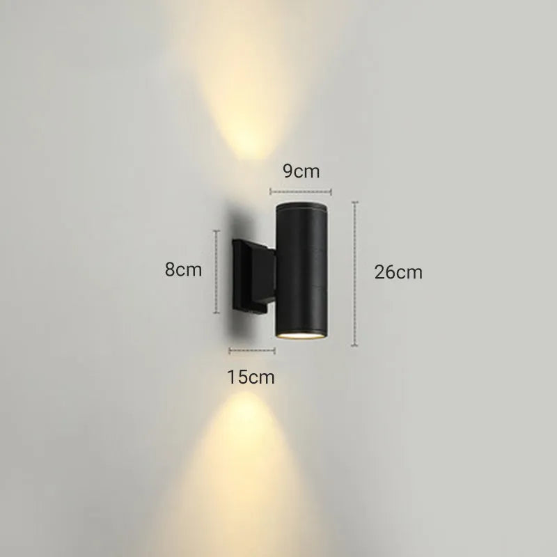 Kren Minimalist Metal Double-headed Outdoor Wall Lamp, Black - Lamp Outdoor