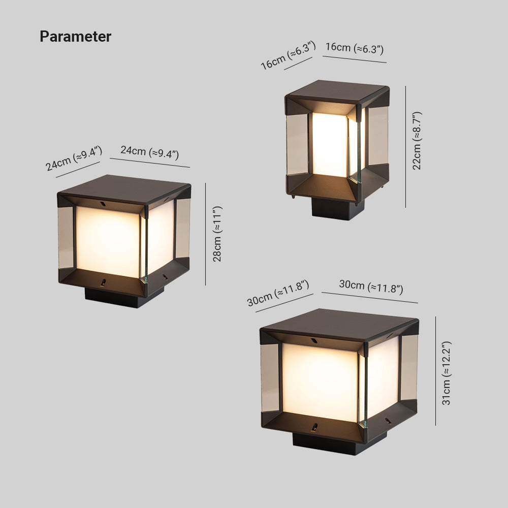 Ray Modern Rectangular Metal Glass Outdoor Lamp - - Lamp Outdoor