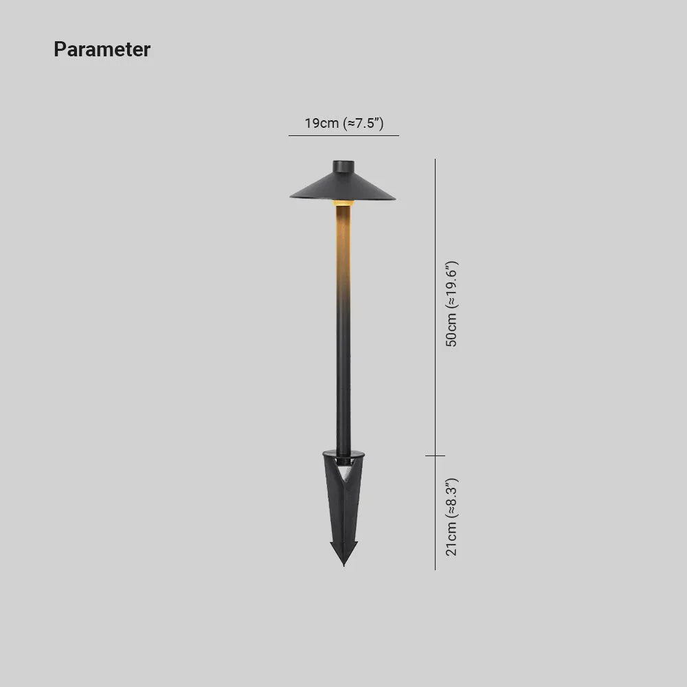 Drex Contemporary Metal Cap-Shaped Outdoor Path Light, Black - Lamp Outdoor