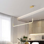 Clen Modern Linear Pendant Light Double Frame, Black/Gold - Lamp Outdoor