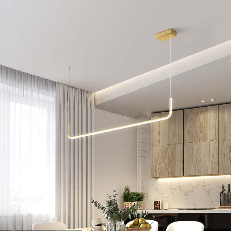 Clen Modern Linear Pendant Light Double Frame, Black/Gold - Lamp Outdoor