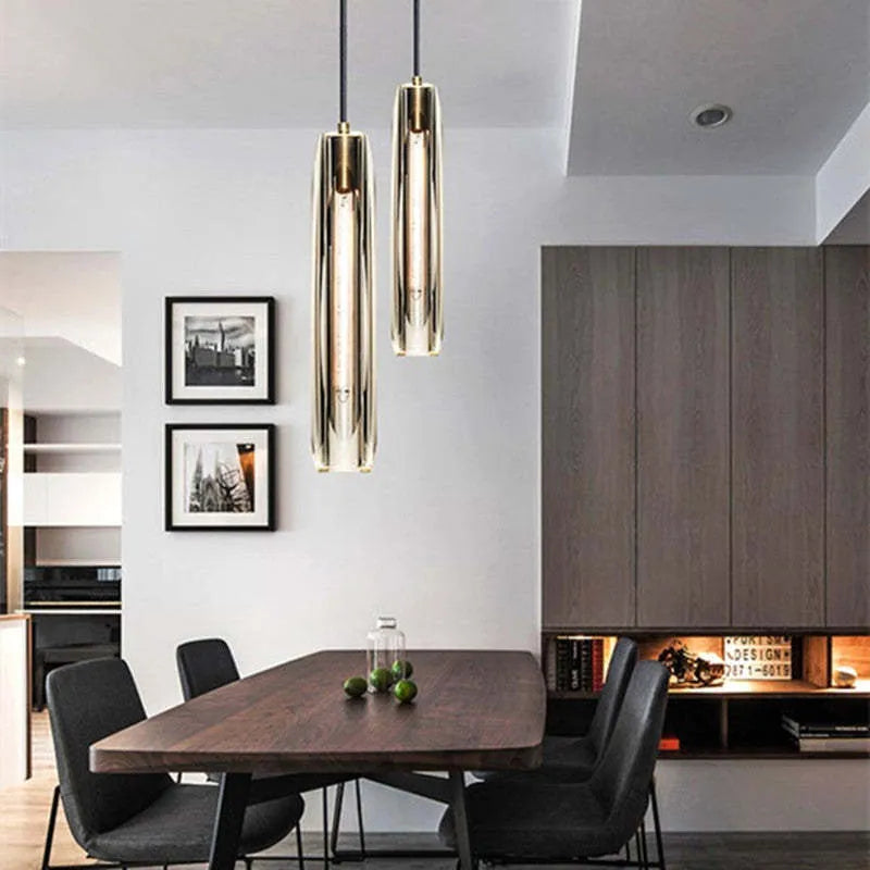 June Brass Designer Glass Pendant Lamp Smoky - Lamp Outdoor
