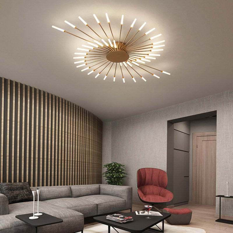 Wesley Flush-Mount Ceiling Light Fireworks, Black/Gold - Lamp Outdoor