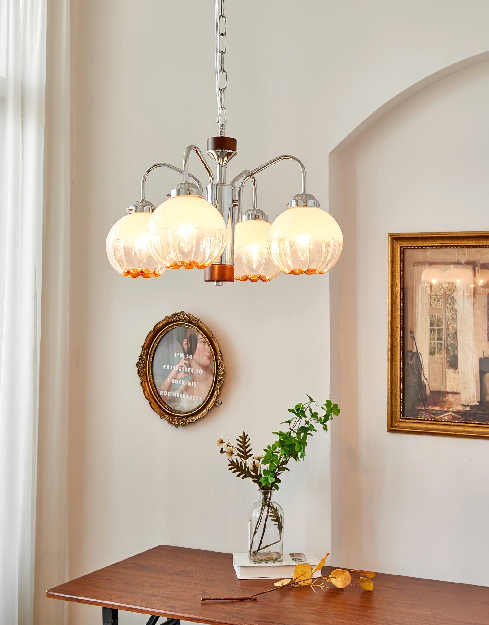 Ulliria Nordic Art Flower Walnut Glass Chandelier - Lamp Outdoor