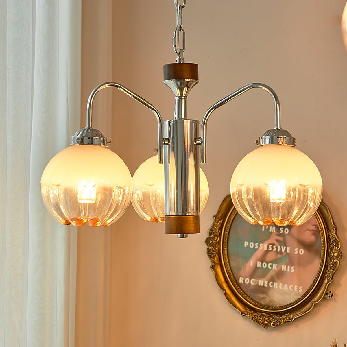 Ulliria Nordic Art Flower Walnut Glass Chandelier - Lamp Outdoor