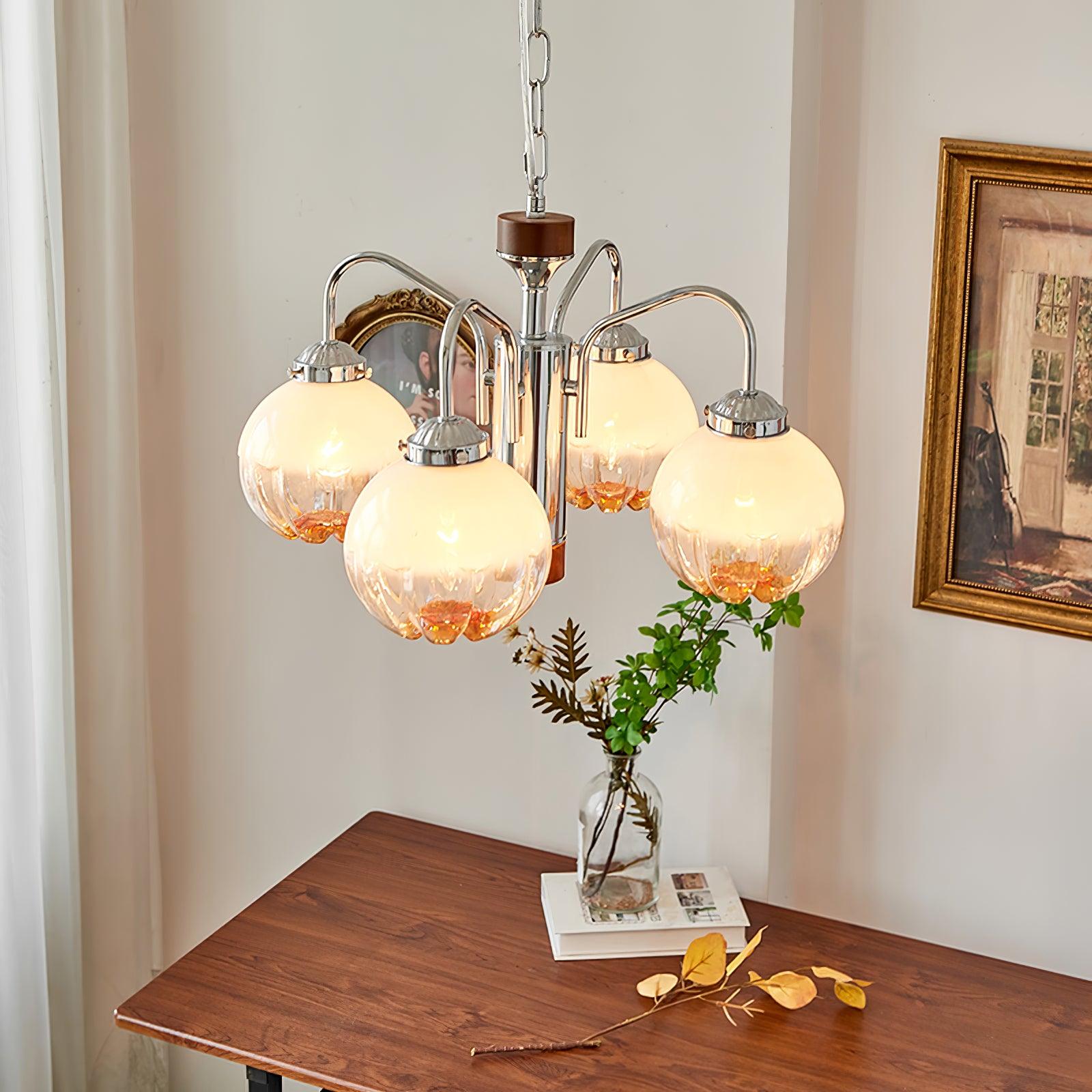 Ulliria Nordic Art Flower Walnut Glass Chandelier - Lamp Outdoor