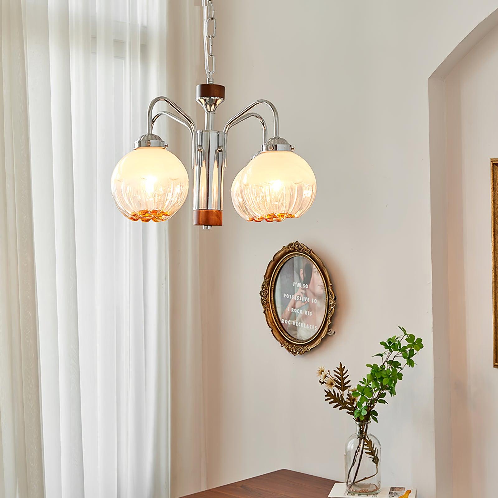 Ulliria Nordic Art Flower Walnut Glass Chandelier - Lamp Outdoor