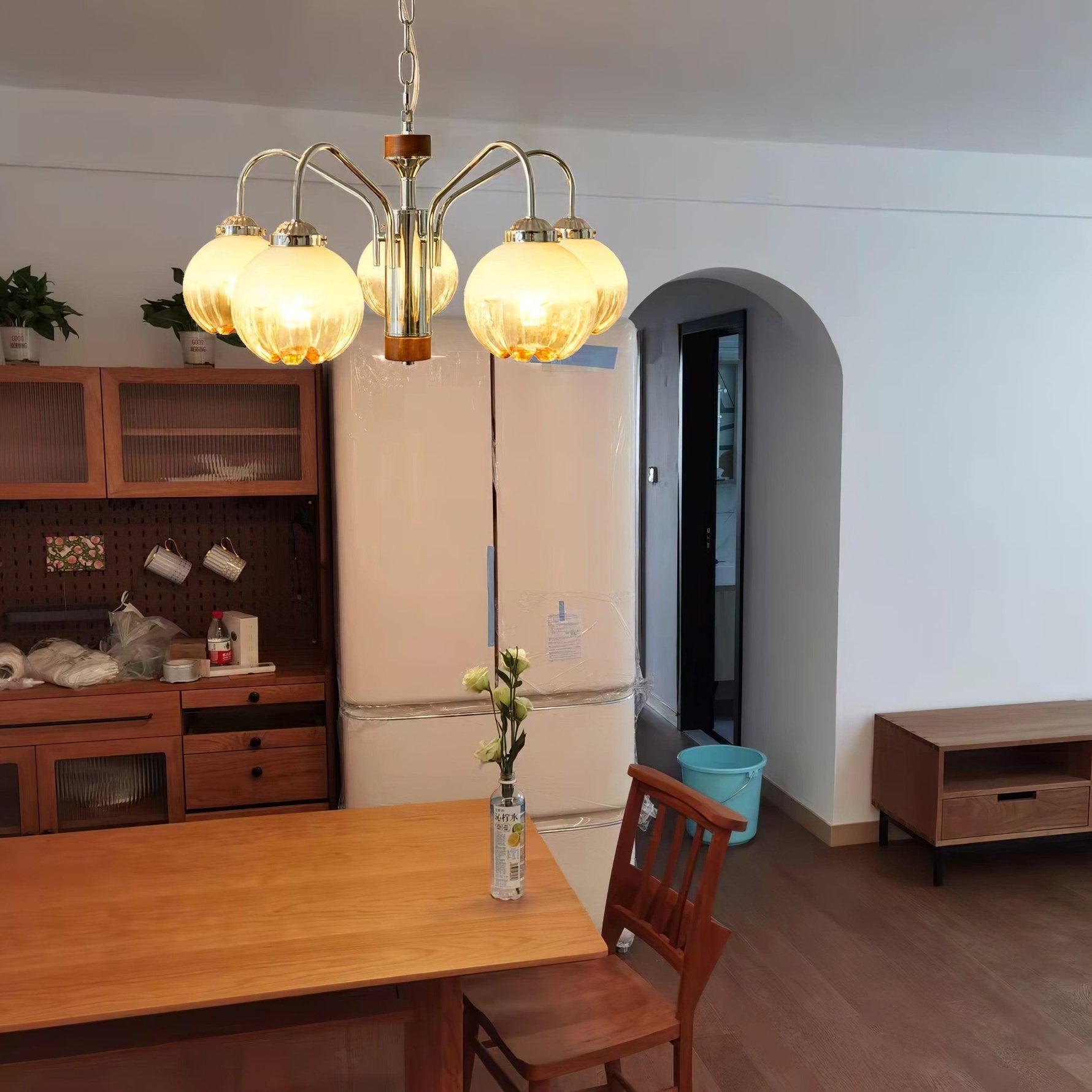 Ulliria Nordic Art Flower Walnut Glass Chandelier - Lamp Outdoor