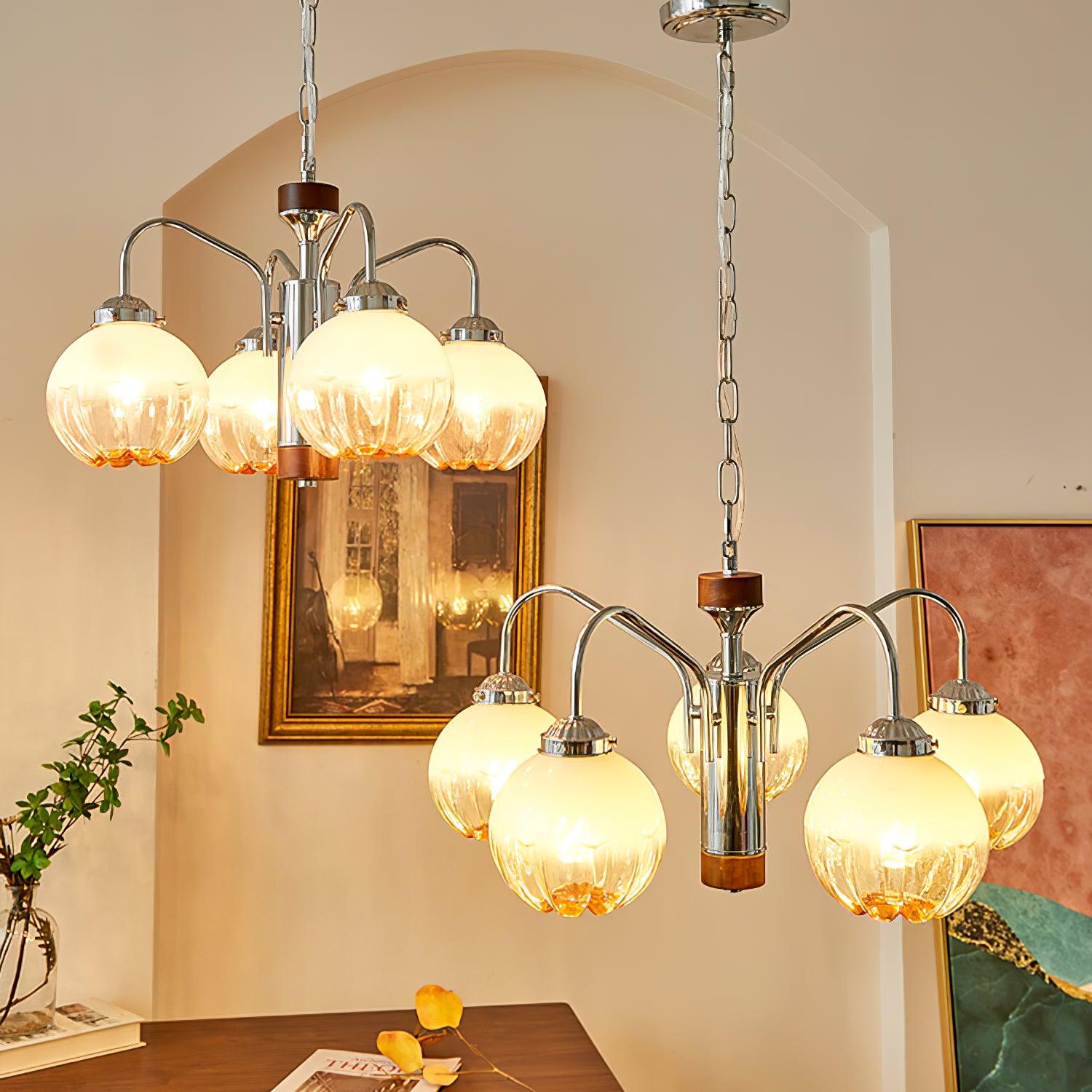 Ulliria Nordic Art Flower Walnut Glass Chandelier - Lamp Outdoor