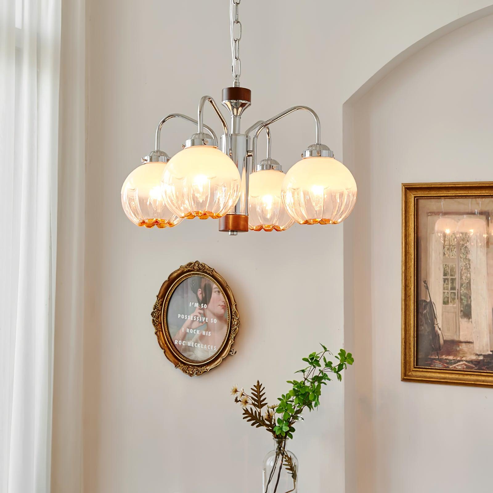 Ulliria Nordic Art Flower Walnut Glass Chandelier - Lamp Outdoor