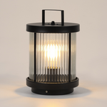 Striped Glass Cylindrical Waterproof Portable Solar Outdoor Lanterns - Lamp Outdoor