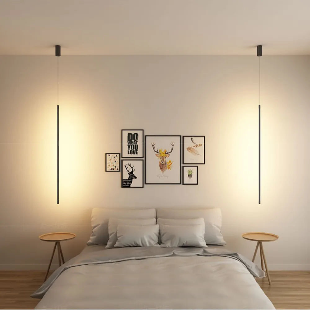 Erix Minimalist Linear Pendant Light Bedside, Black - Lamp Outdoor
