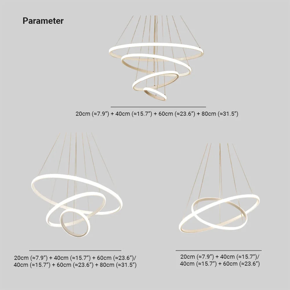 Zin Modern Ring Pendant Light, 2/3/4 Rings - Lamp Outdoor