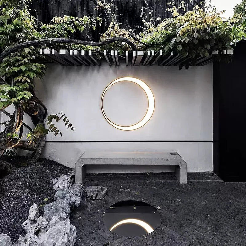 Aria Modern Art Ring LED Outdoor Wall Lamp Metal Garden Corridor Balcony - Lamp Outdoor