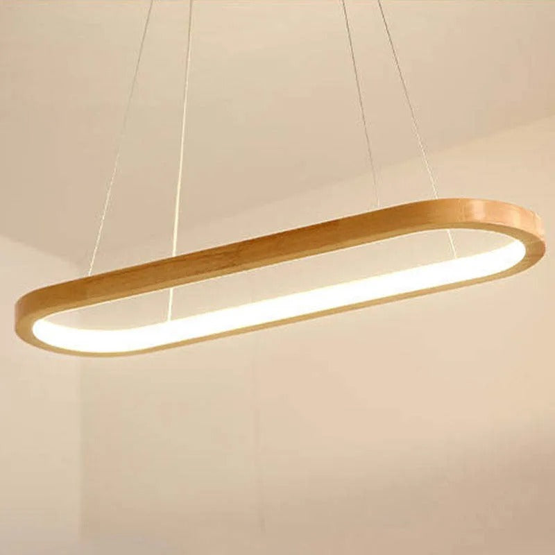 Veon Contemporary Oval Wooden Pendant Light - Lamp Outdoor