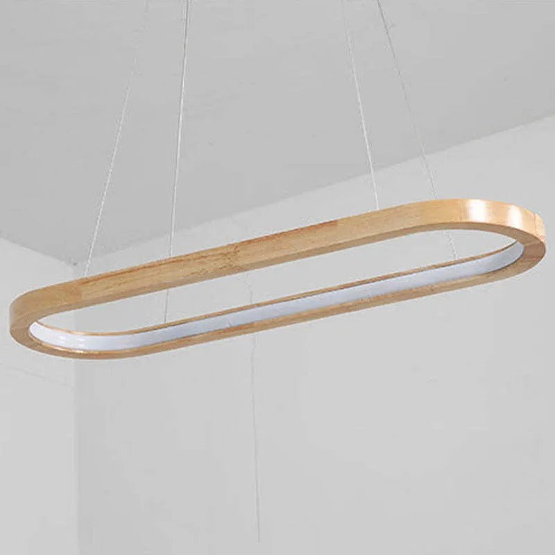 Veon Contemporary Oval Wooden Pendant Light - Lamp Outdoor