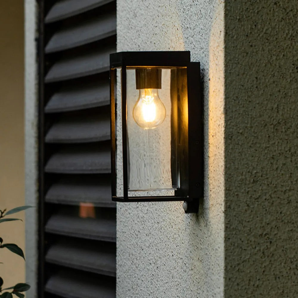 Ray Modern Rectangular Solar Waterproof Metal Glass Outdoor Wall Lamp - Lamp Outdoor