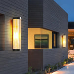 Yoru Modern Semi-Cylindrical Metal/Glass Outdoor Wall Lamp, Black - Lamp Outdoor
