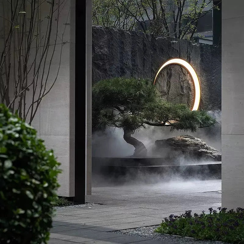 Aria Modern Art Ring LED Outdoor Wall Lamp Metal Garden Corridor Balcony - Lamp Outdoor