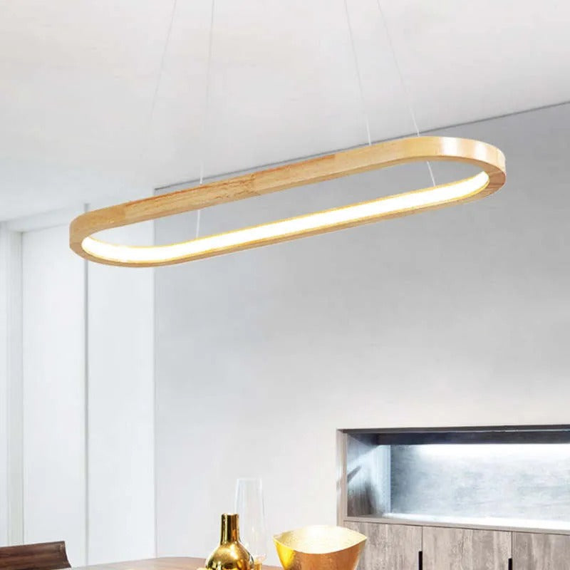 Veon Contemporary Oval Wooden Pendant Light - Lamp Outdoor