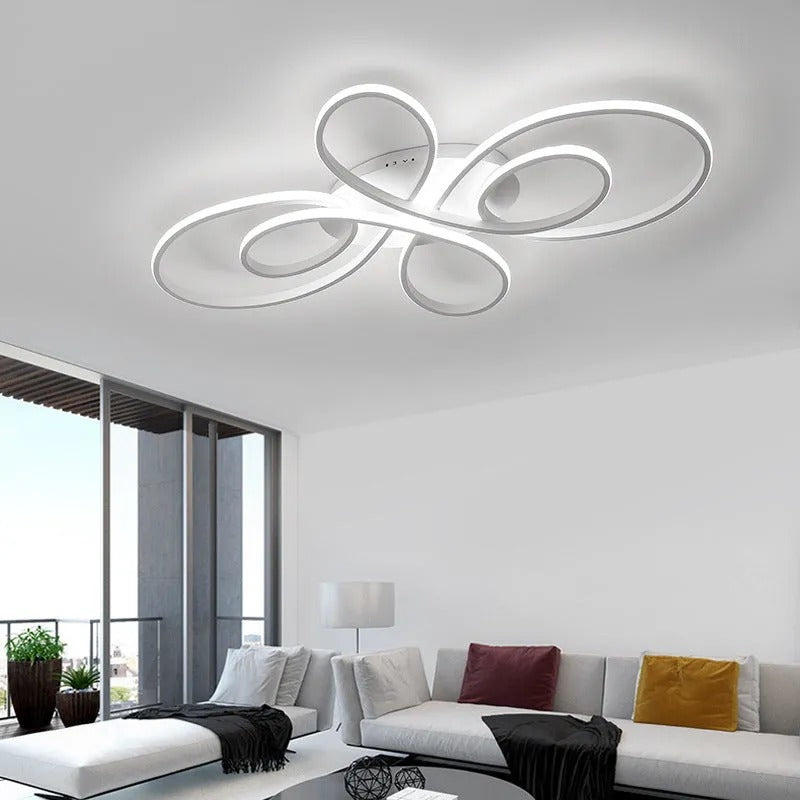 Brisa Modern LED Multi Rings Flush Mount Ceiling Light, Brown/White - Lamp Outdoor