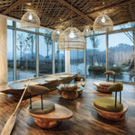Lian Rattan Bamboo Lampshade Hand Knitted Pendant Light - Lamp Outdoor