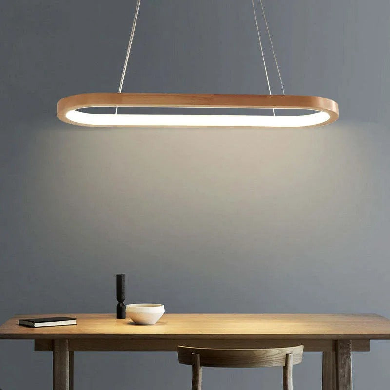 Veon Contemporary Oval Wooden Pendant Light - Lamp Outdoor
