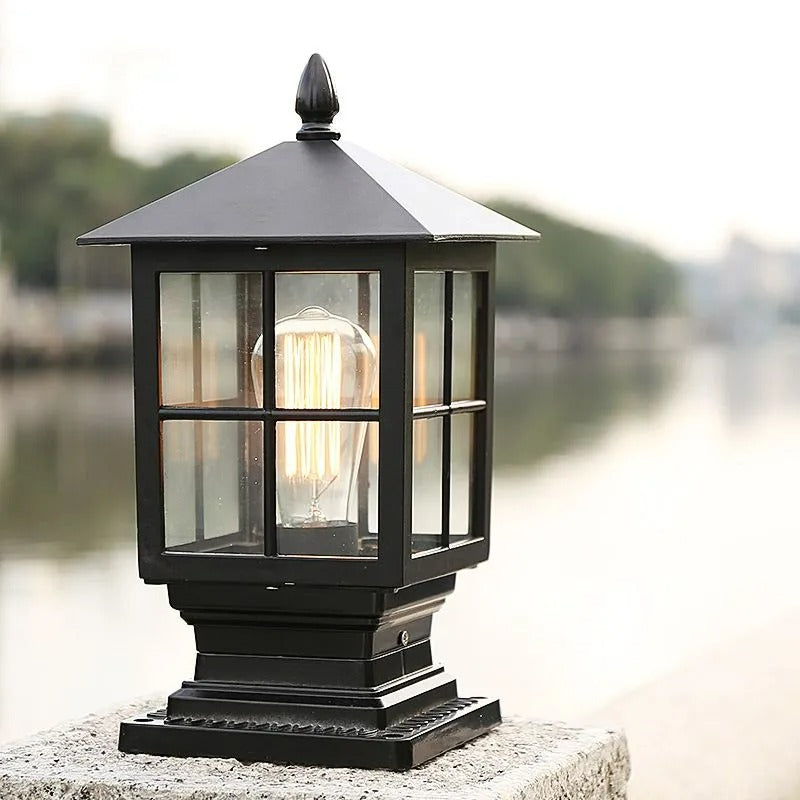 Ray Modern Metal Glass Lantern LED Outdoor Light Post - Lamp Outdoor