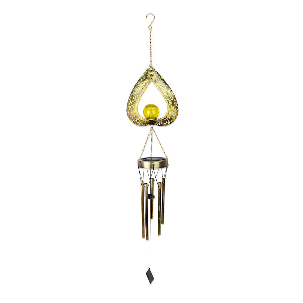 Iron Heart with Wind Chimes Pendant LED Waterproof Hanging Solar Lights - Lamp Outdoor