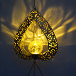Iron Heart with Wind Chimes Pendant LED Waterproof Hanging Solar Lights - Lamp Outdoor