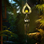 Iron Heart with Wind Chimes Pendant LED Waterproof Hanging Solar Lights - Lamp Outdoor