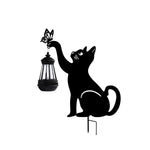 Iron Silhouette Cat Waterproof Intelligent LED Black Hanging Solar Lights - Lamp Outdoor