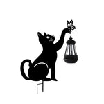 Iron Silhouette Cat Waterproof Intelligent LED Black Hanging Solar Lights - Lamp Outdoor