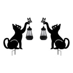 Iron Silhouette Cat Waterproof Intelligent LED Black Hanging Solar Lights - Lamp Outdoor