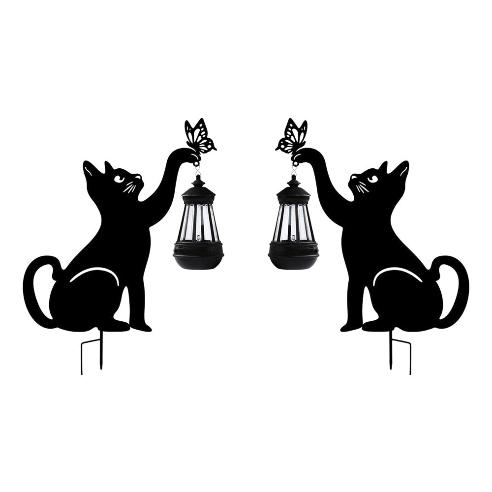 Iron Silhouette Cat Waterproof Intelligent LED Black Hanging Solar Lights - Lamp Outdoor