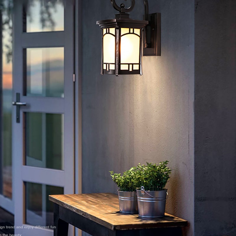Vintage Striped Glass Shade Waterproof Modern Outdoor Wall Lights - Lamp Outdoor