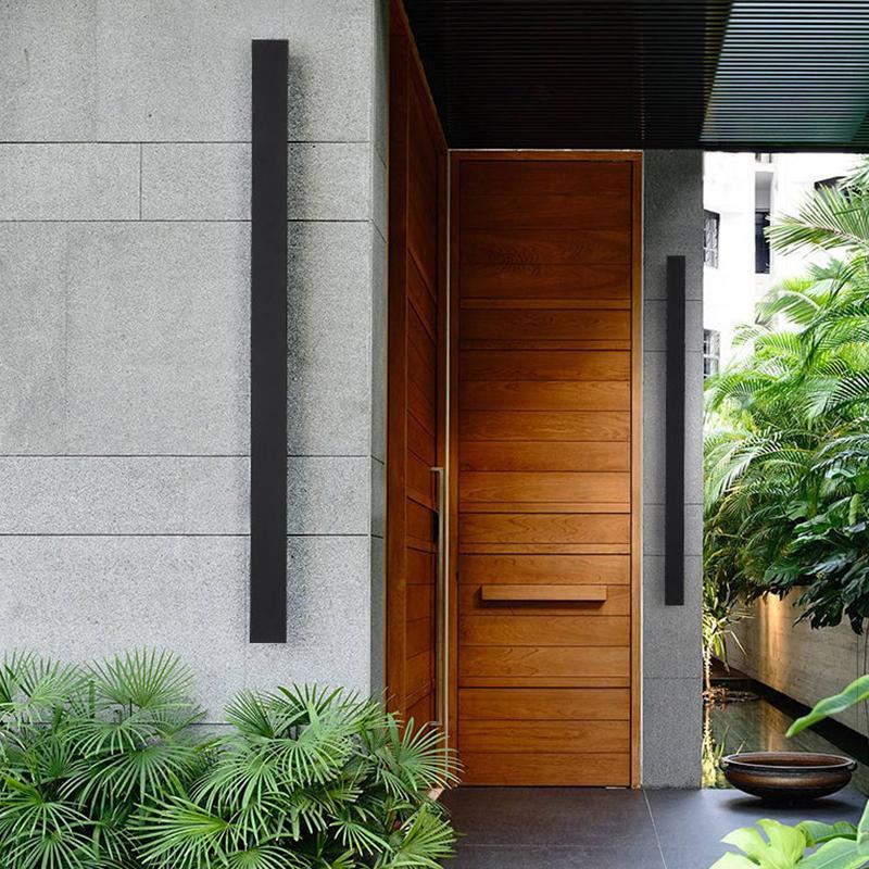 Outdoor Long Strip Waterproof Metal Black Modern Outdoor Wall Lights - Lamp Outdoor