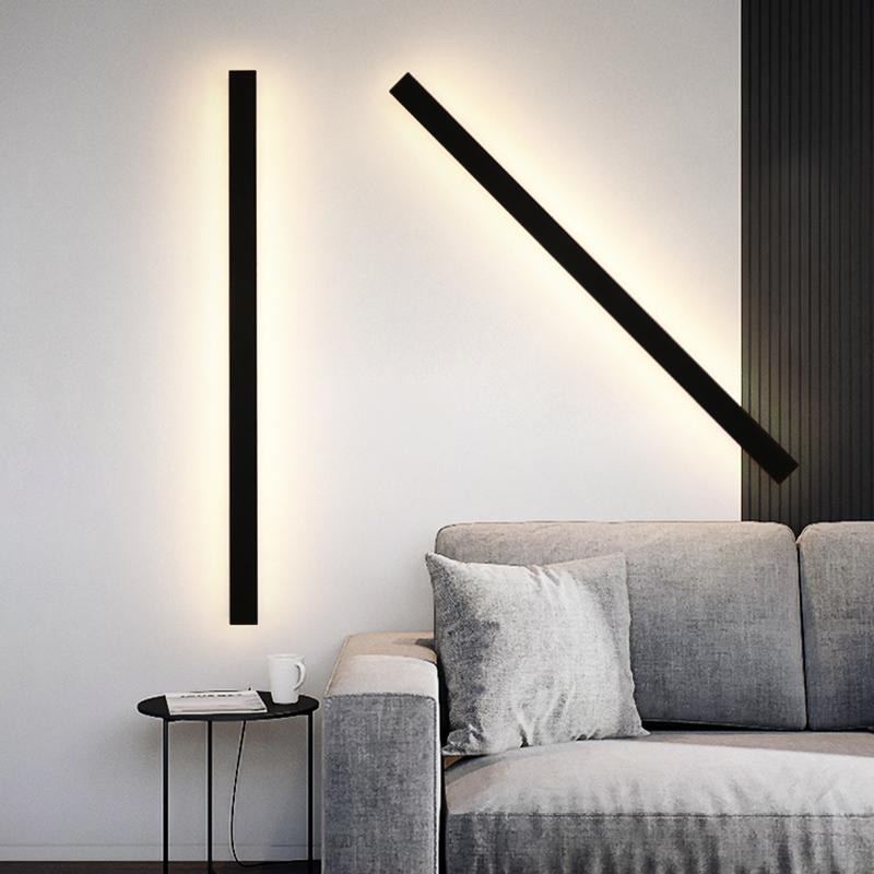 Waterproof Long Linear Metal Black Modern LED Outdoor Wall Lights - Lamp Outdoor