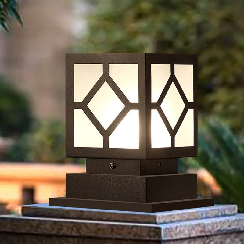 Square Stainless Steel LED Waterproof Black Modern Outdoor Light Post Lamp - Lamp Outdoor