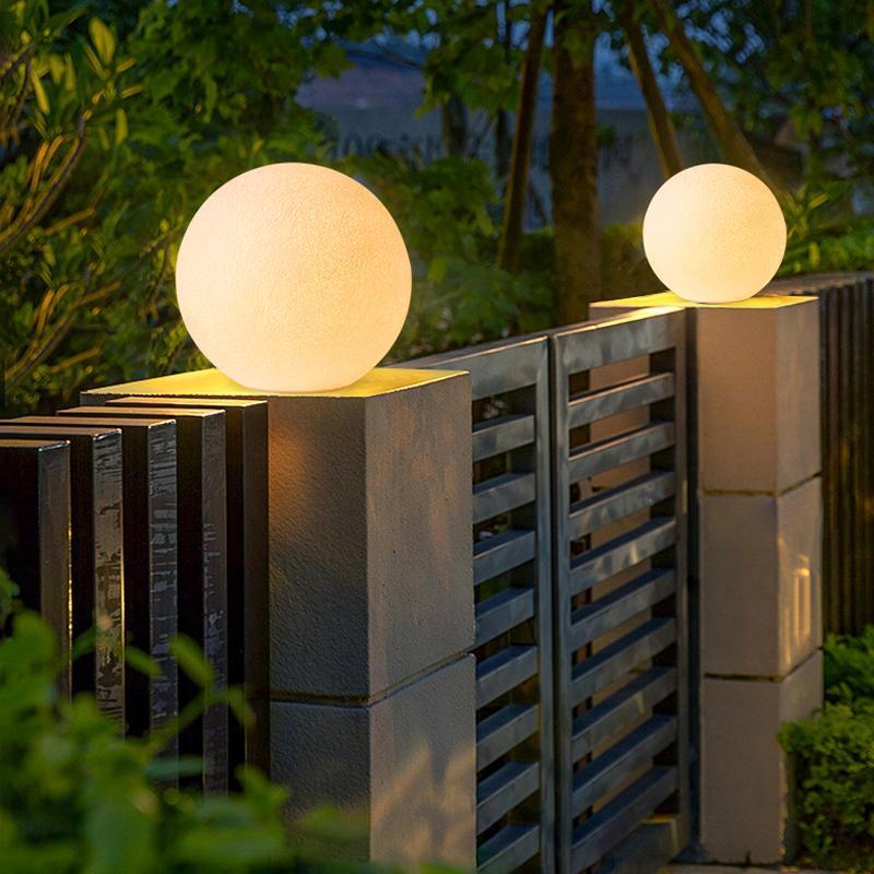 Resin Round Ball Moon LED Waterproof White Modern Outdoor Light Fence Lights - Lamp Outdoor