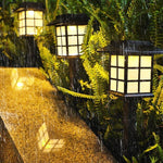 Square Pavilion-shaped Solar Outdoor Lights Black LED Garden Stakes Post Lighting - Lamp Outdoor