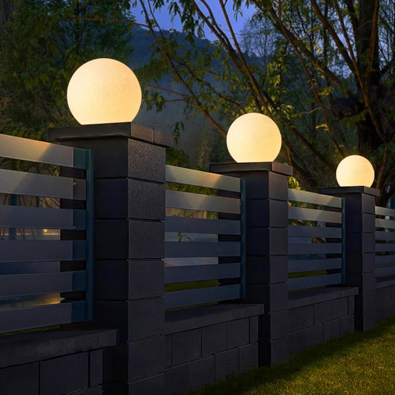 Resin Round Ball Moon LED Waterproof White Modern Outdoor Light Fence Lights - Lamp Outdoor