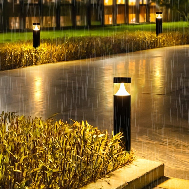 Round LED Outdoor Post Light Waterproof Black Aluminum Modern Yard Lamp - Lamp Outdoor