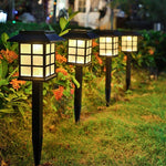 Square Pavilion-shaped Solar Outdoor Lights Black LED Garden Stakes Post Lighting - Lamp Outdoor