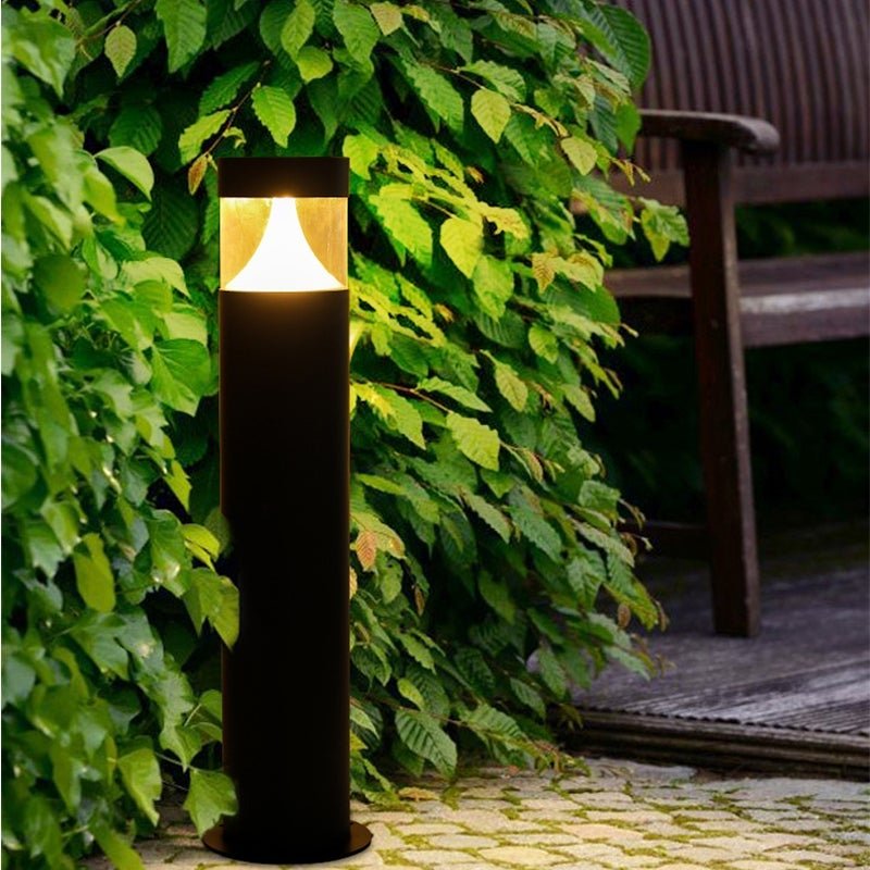 Round LED Outdoor Post Light Waterproof Black Aluminum Modern Yard Lamp - Lamp Outdoor