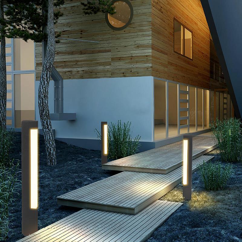 Modern Black Square Tall Aluminum LED Landscape Lighting Pathway Lights - Lamp Outdoor
