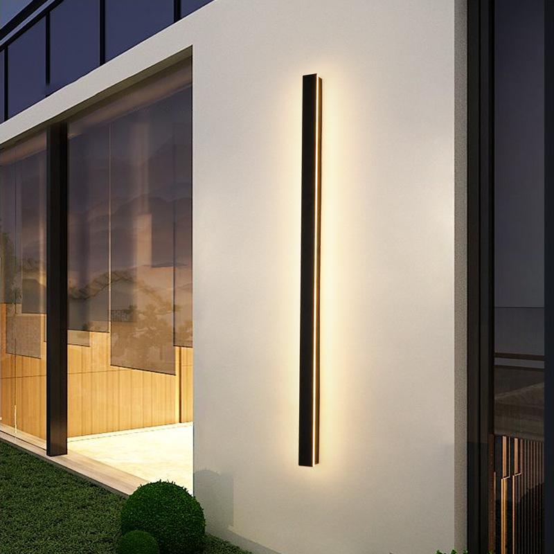 Waterproof Long Linear Metal Black Modern LED Outdoor Wall Lights - Lamp Outdoor