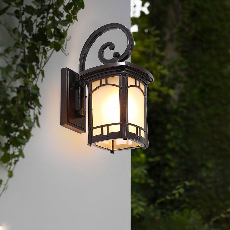 Vintage Striped Glass Shade Waterproof Modern Outdoor Wall Lights - Lamp Outdoor