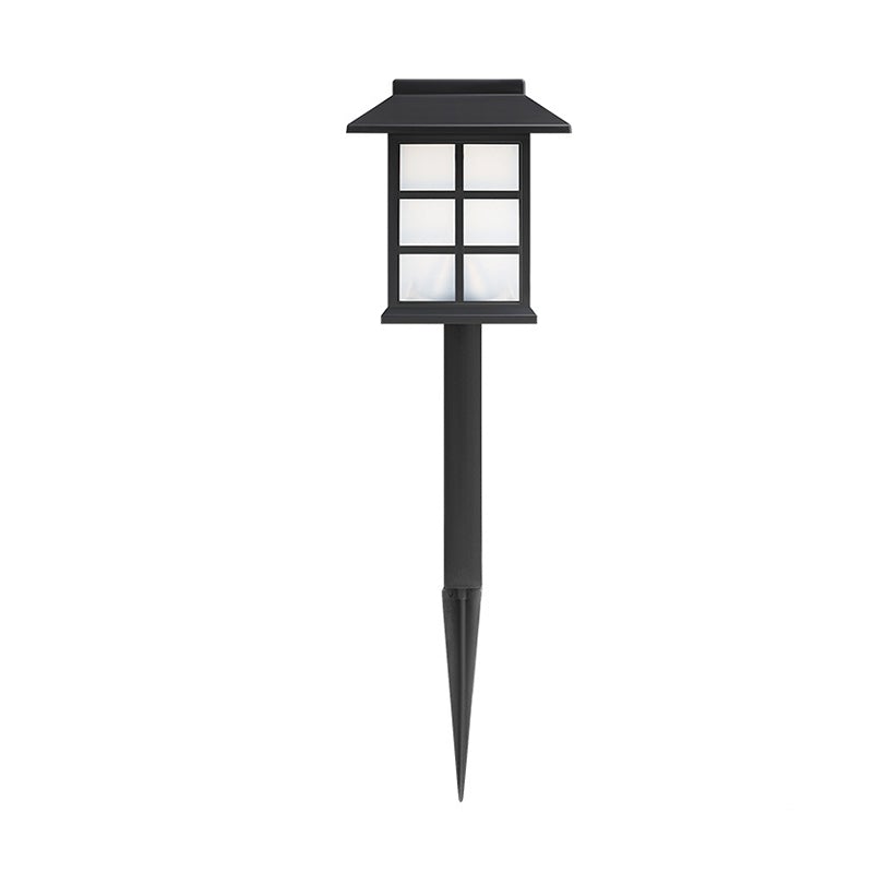 Square Pavilion-shaped Solar Outdoor Lights Black LED Garden Stakes Post Lighting - Lamp Outdoor