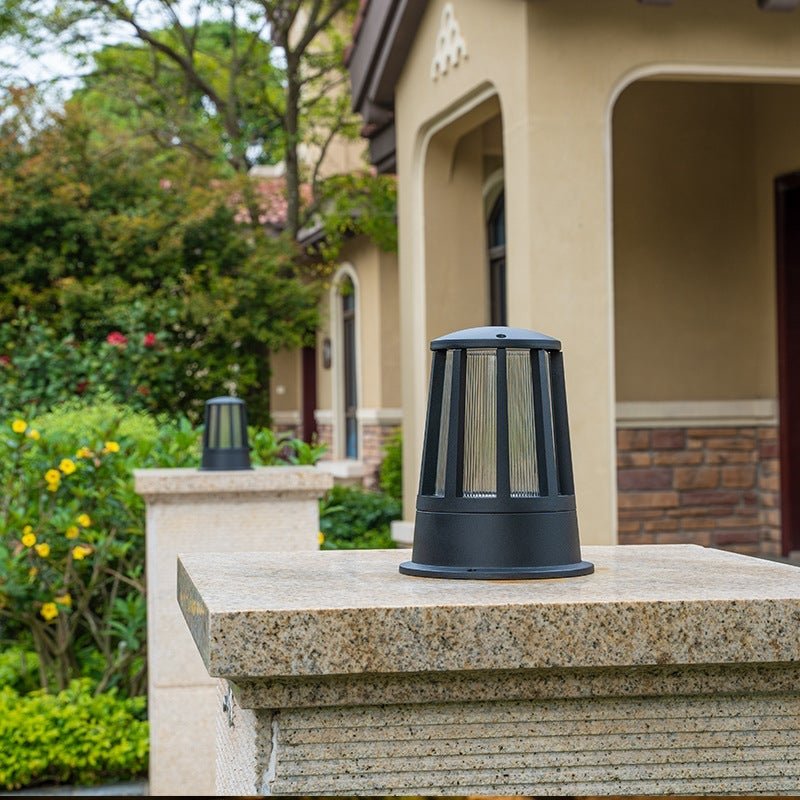 Round Creative Waterproof LED Black Modern Outdoor Pillar Lights - Lamp Outdoor